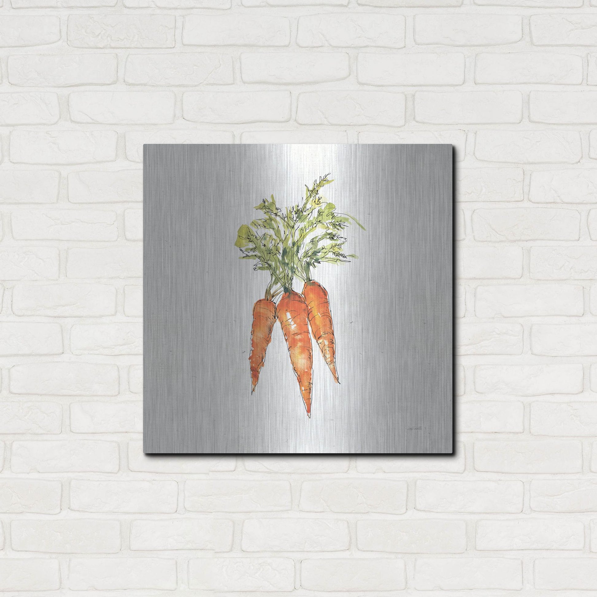 Luxe Metal Art 'Veggie Market V Carrots' by Anne Tavoletti, Metal Wall Art,24x24