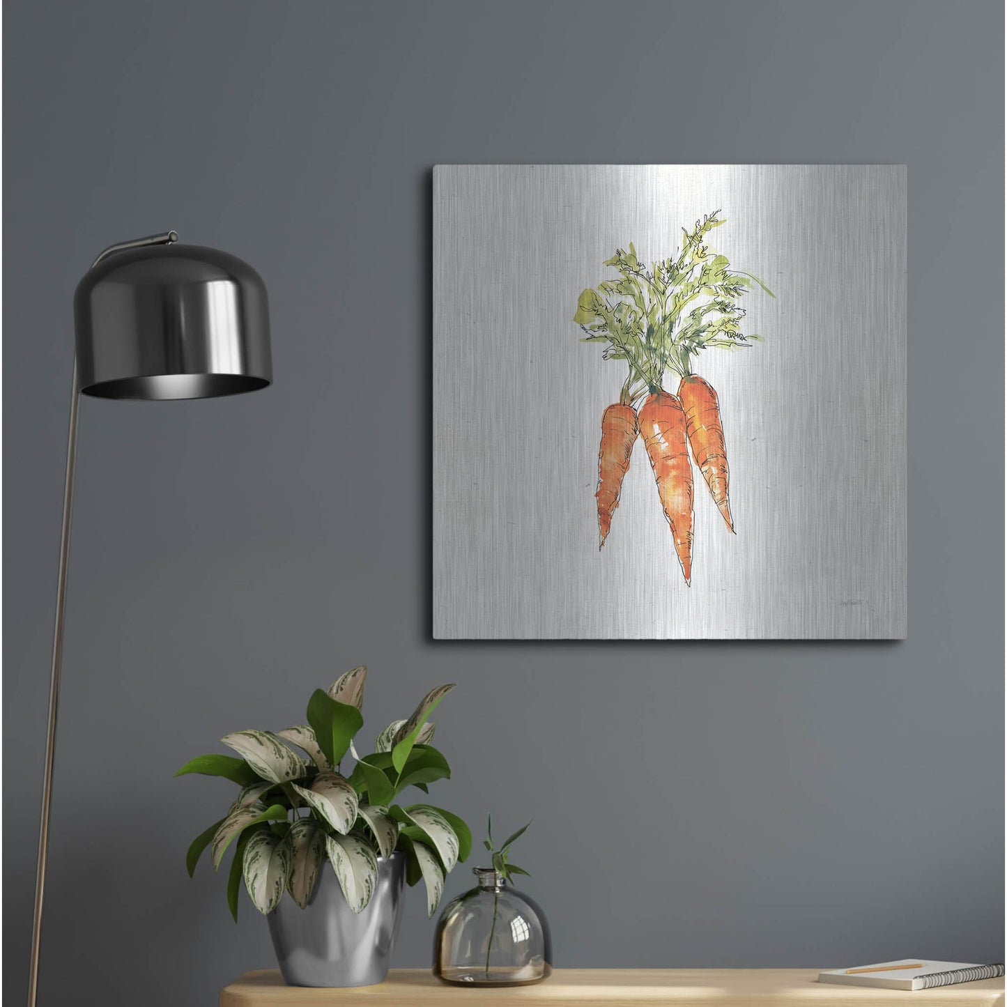Luxe Metal Art 'Veggie Market V Carrots' by Anne Tavoletti, Metal Wall Art,24x24