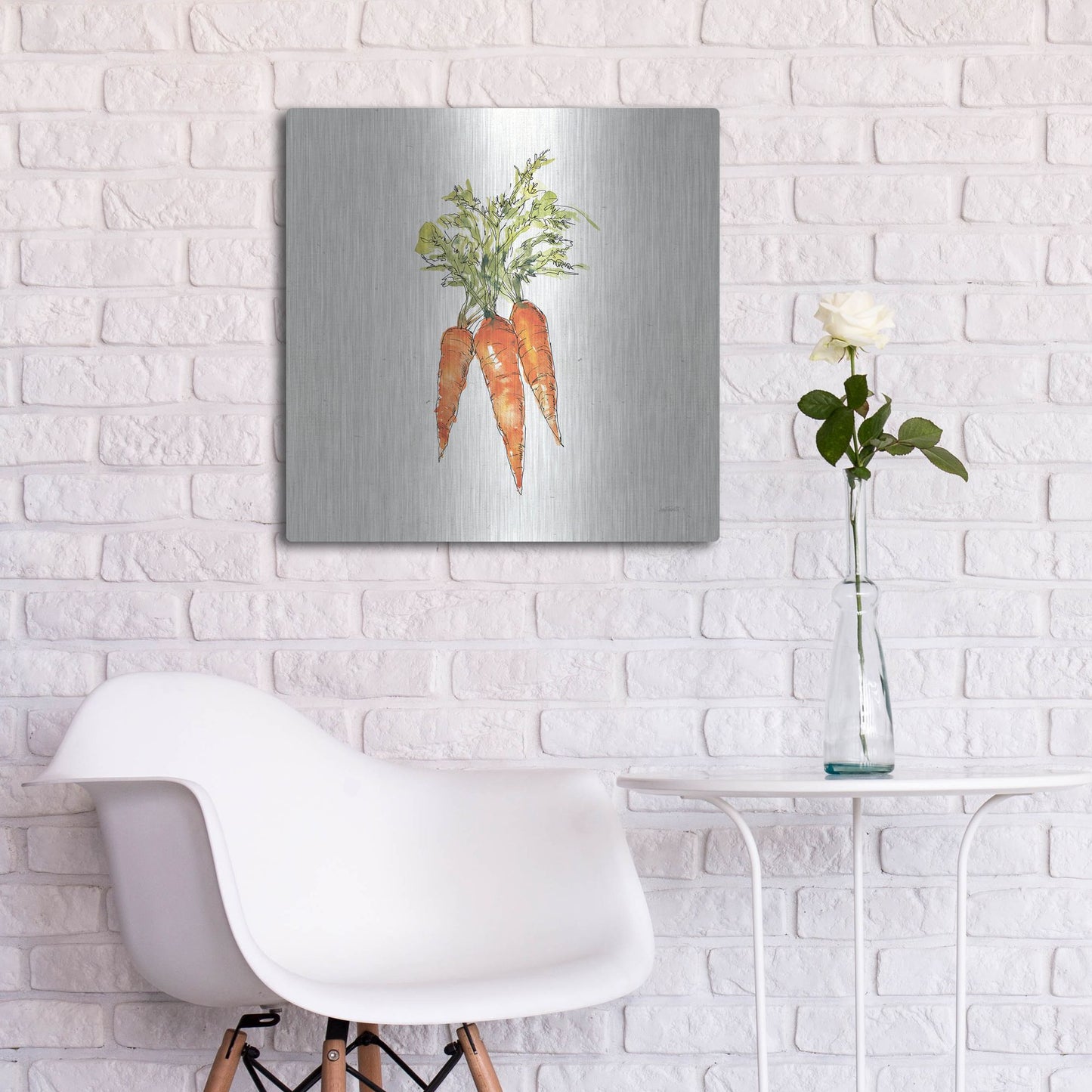 Luxe Metal Art 'Veggie Market V Carrots' by Anne Tavoletti, Metal Wall Art,24x24