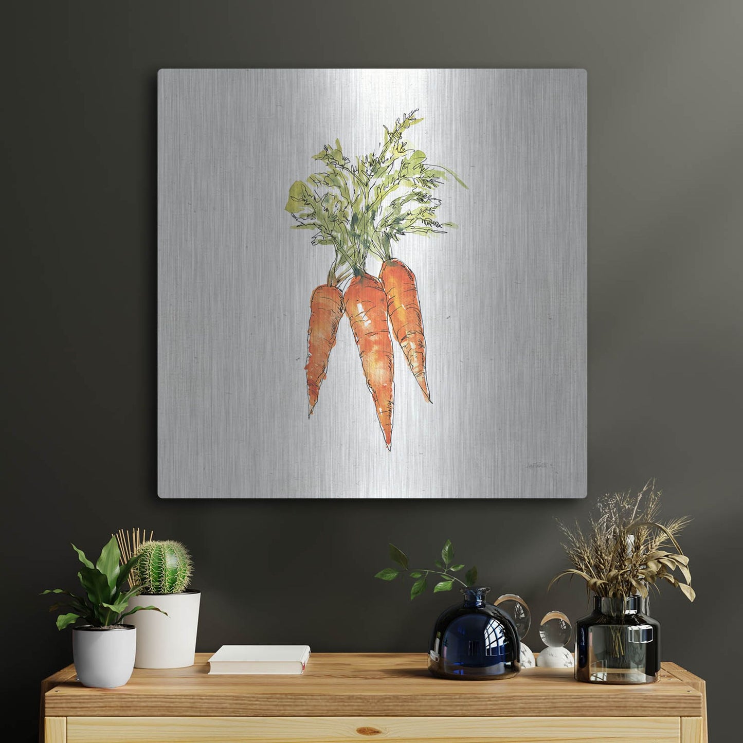 Luxe Metal Art 'Veggie Market V Carrots' by Anne Tavoletti, Metal Wall Art,24x24