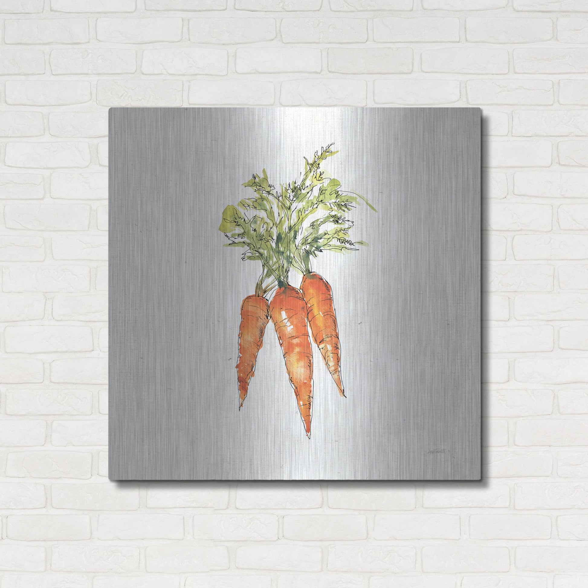 Luxe Metal Art 'Veggie Market V Carrots' by Anne Tavoletti, Metal Wall Art,36x36