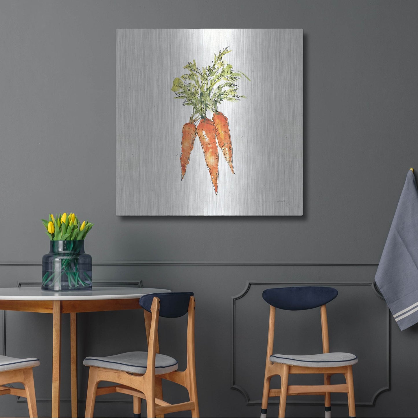 Luxe Metal Art 'Veggie Market V Carrots' by Anne Tavoletti, Metal Wall Art,36x36