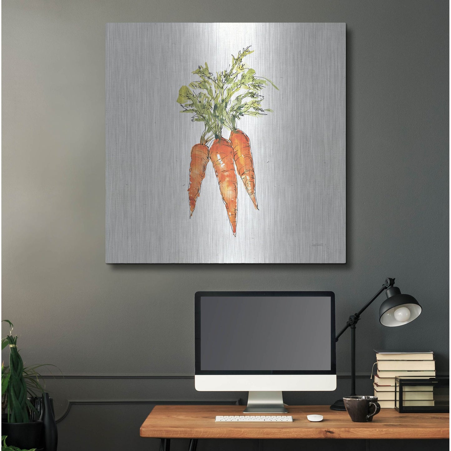 Luxe Metal Art 'Veggie Market V Carrots' by Anne Tavoletti, Metal Wall Art,36x36