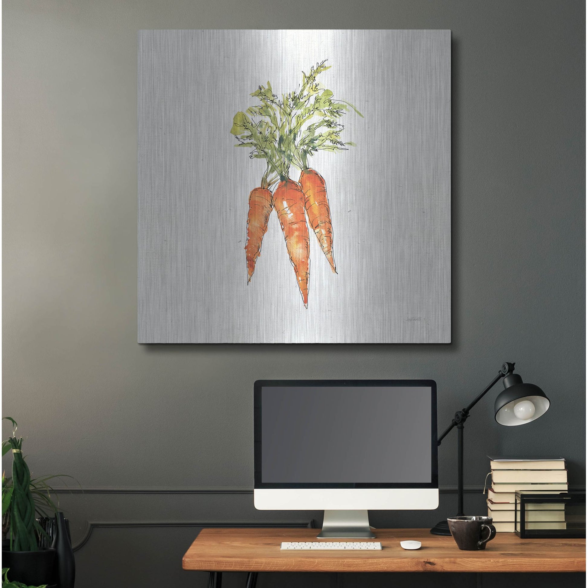 Luxe Metal Art 'Veggie Market V Carrots' by Anne Tavoletti, Metal Wall Art,36x36