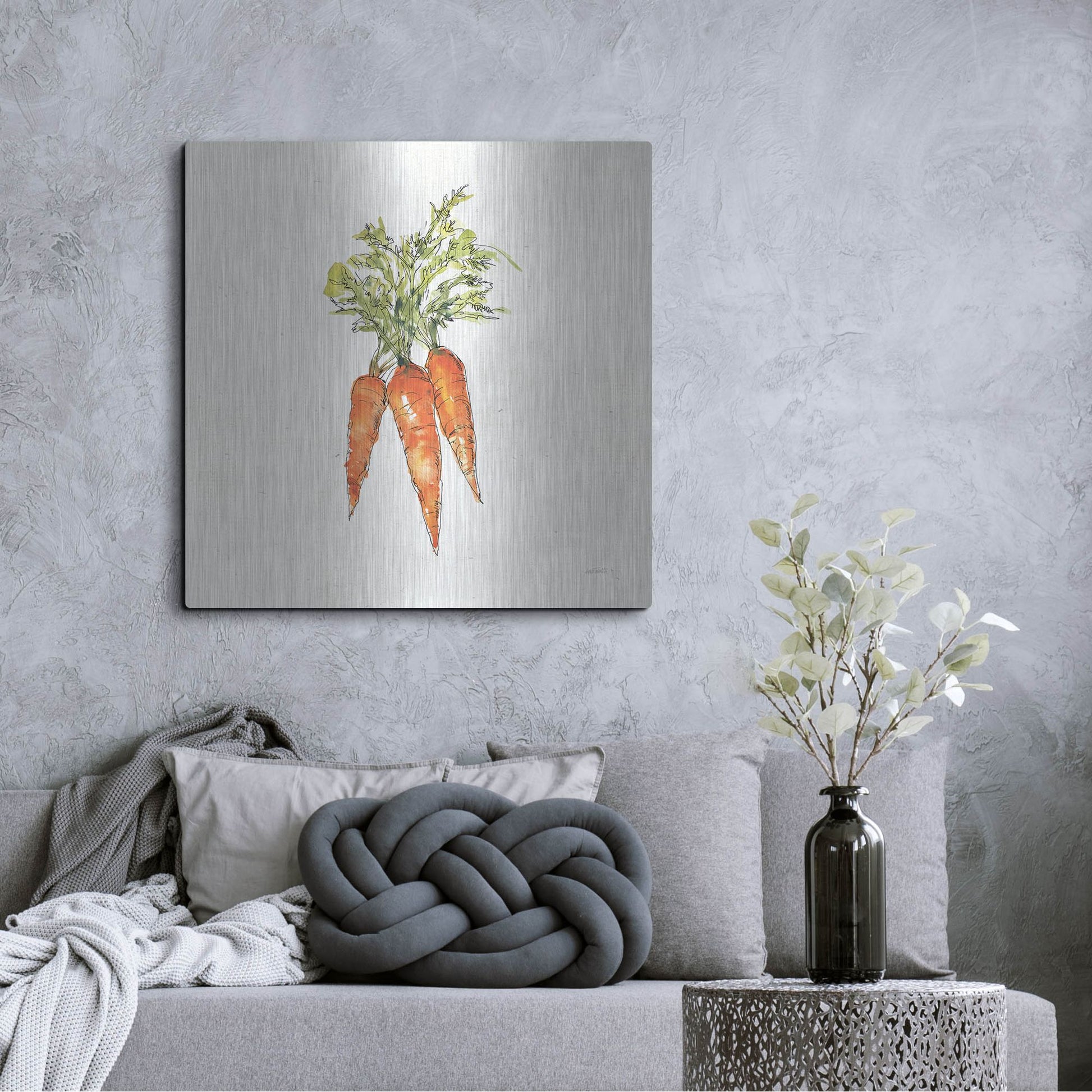 Luxe Metal Art 'Veggie Market V Carrots' by Anne Tavoletti, Metal Wall Art,36x36