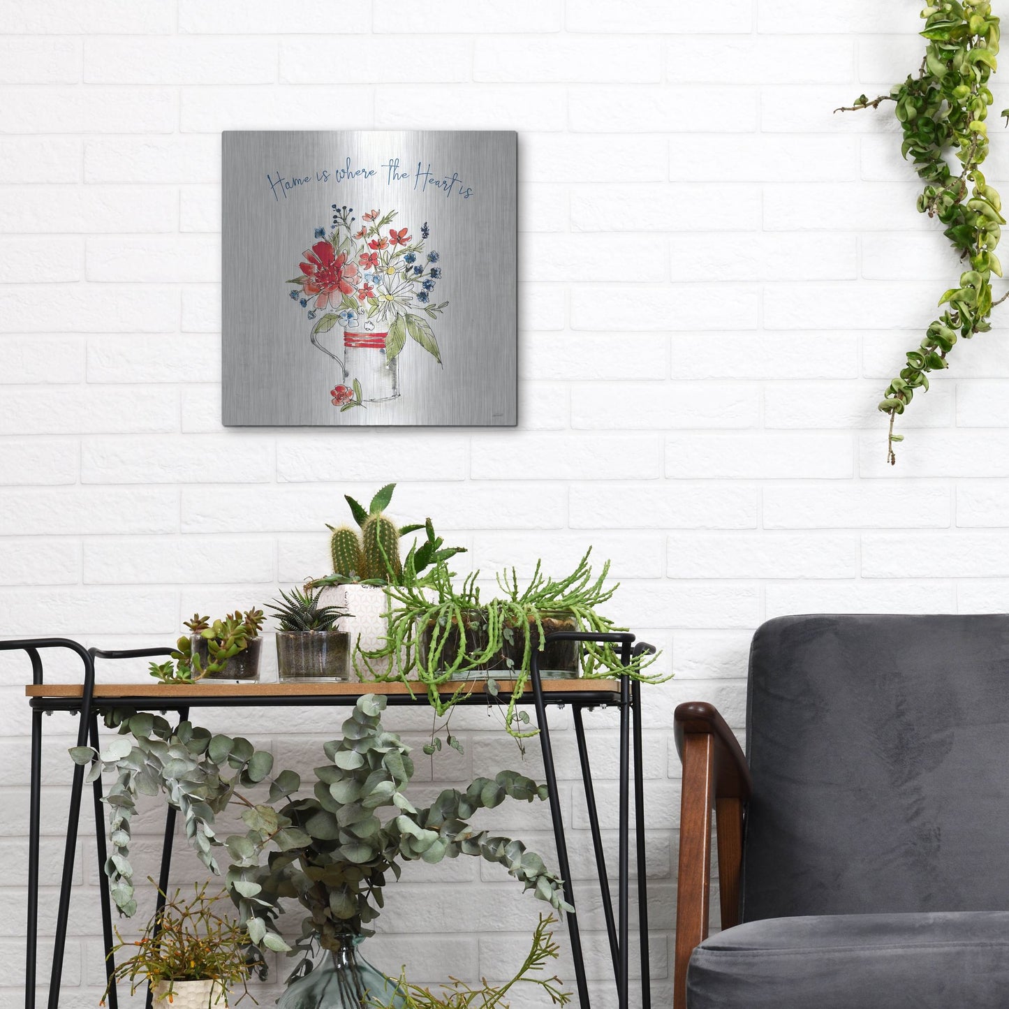 Luxe Metal Art 'Americana Mood II' by Anne Tavoletti, Metal Wall Art,12x12