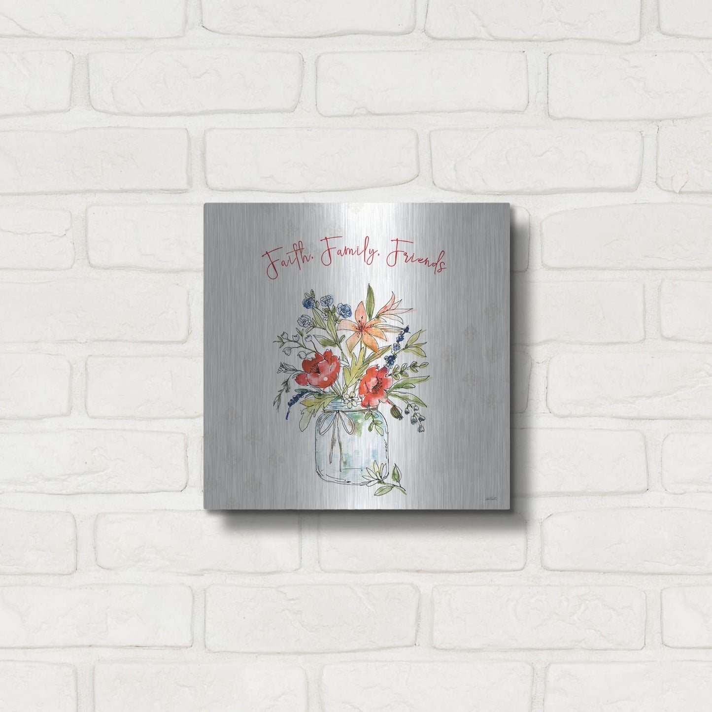 Luxe Metal Art 'Americana Mood III' by Anne Tavoletti, Metal Wall Art,12x12