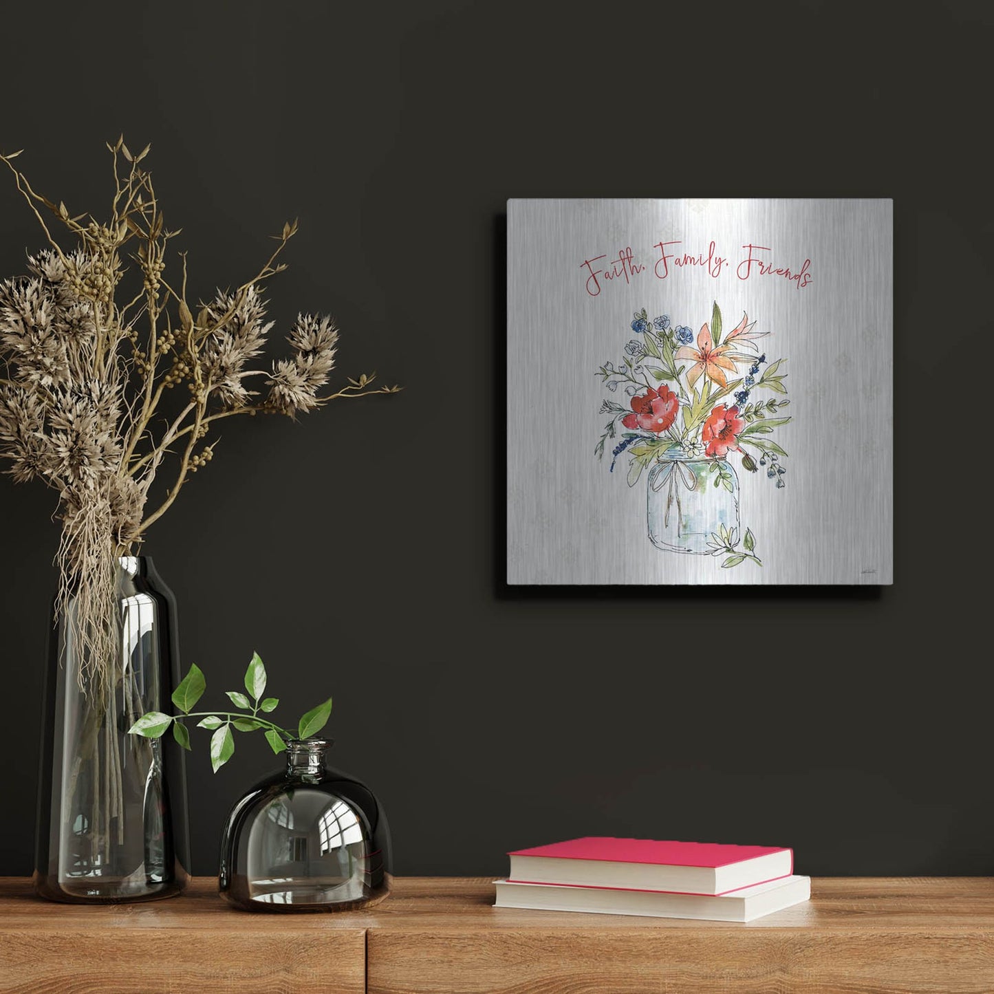 Luxe Metal Art 'Americana Mood III' by Anne Tavoletti, Metal Wall Art,12x12