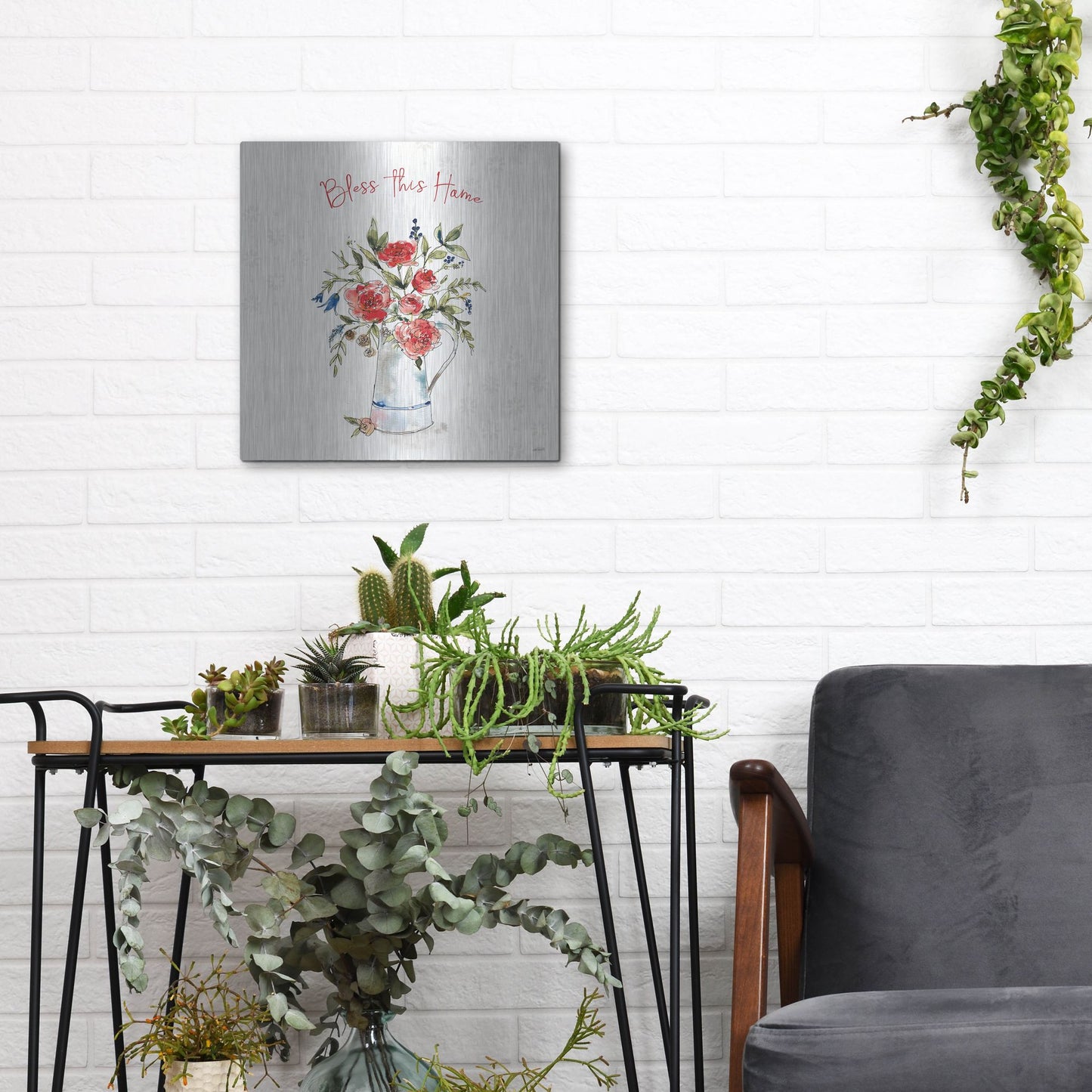 Luxe Metal Art 'Americana Mood IV' by Anne Tavoletti, Metal Wall Art,12x12