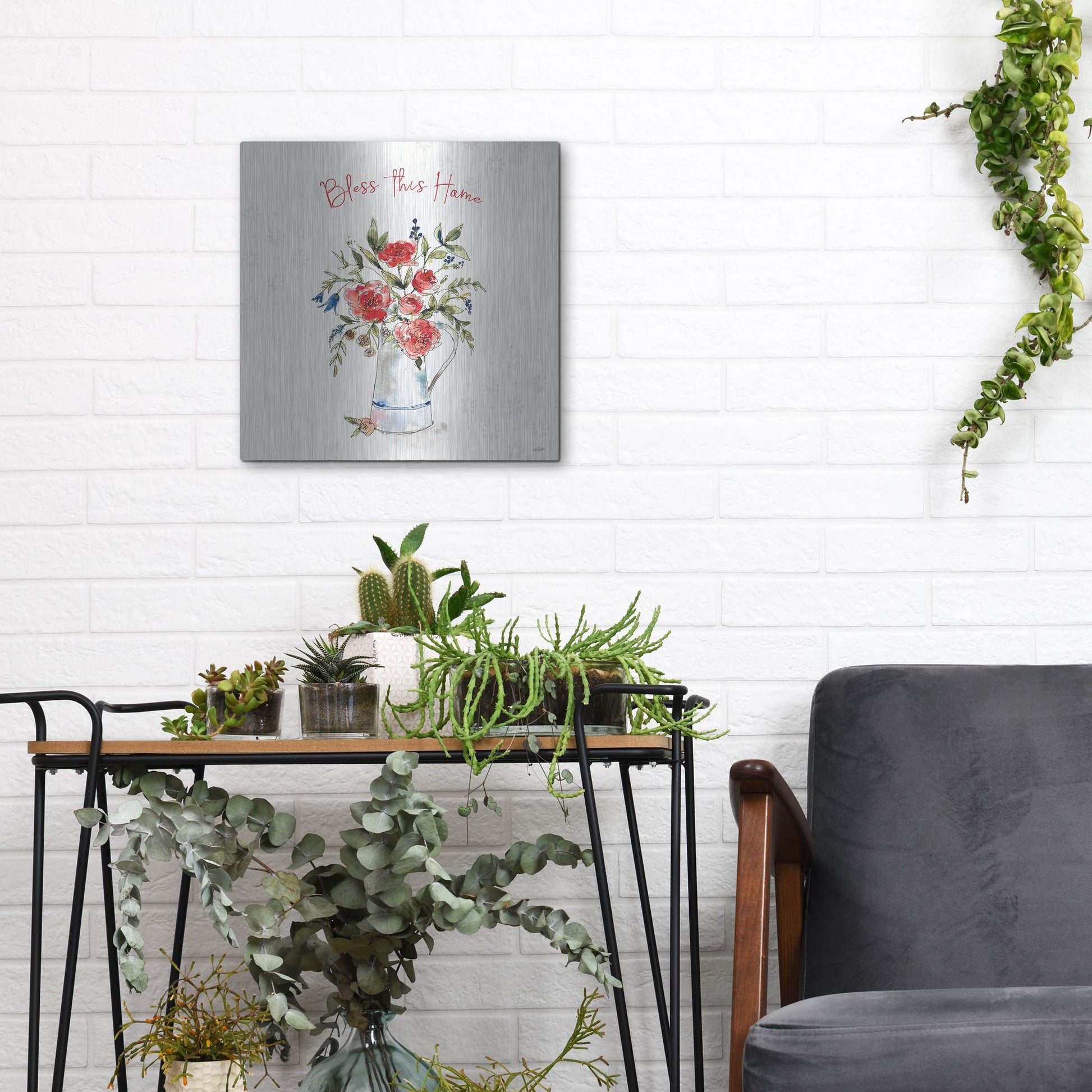 Luxe Metal Art 'Americana Mood IV' by Anne Tavoletti, Metal Wall Art,12x12