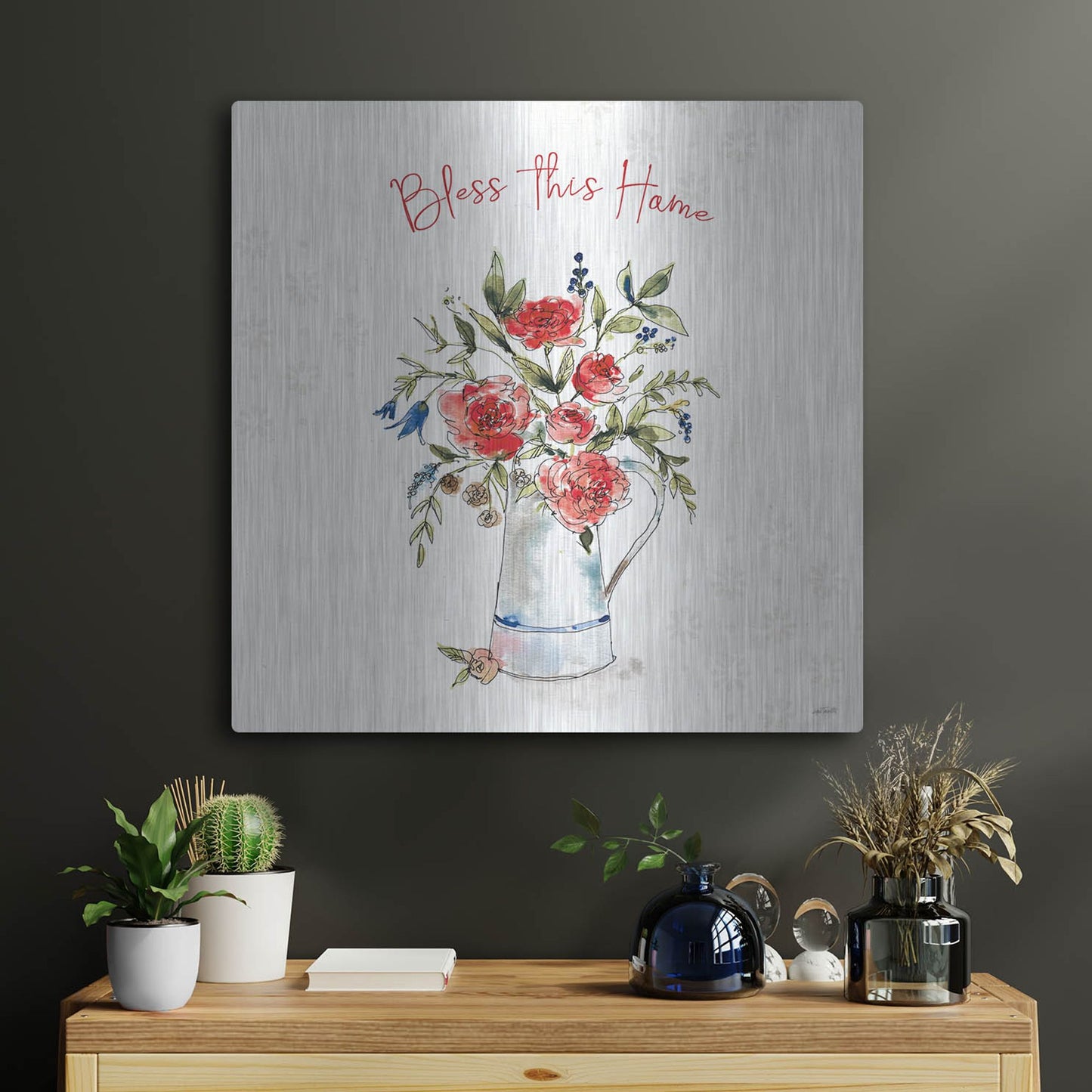 Luxe Metal Art 'Americana Mood IV' by Anne Tavoletti, Metal Wall Art,24x24