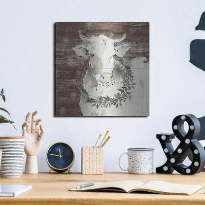 Luxe Metal Art 'Modern Farmhouse XII Walnut' by Anne Tavoletti, Metal Wall Art,12x12