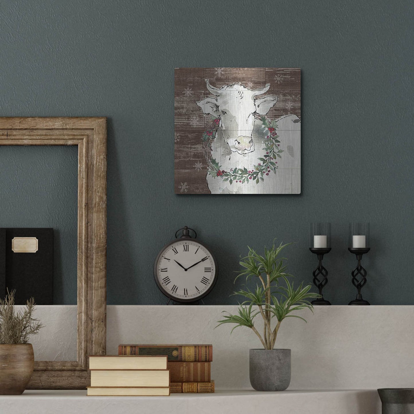 Luxe Metal Art 'Modern Farmhouse XII Walnut' by Anne Tavoletti, Metal Wall Art,12x12