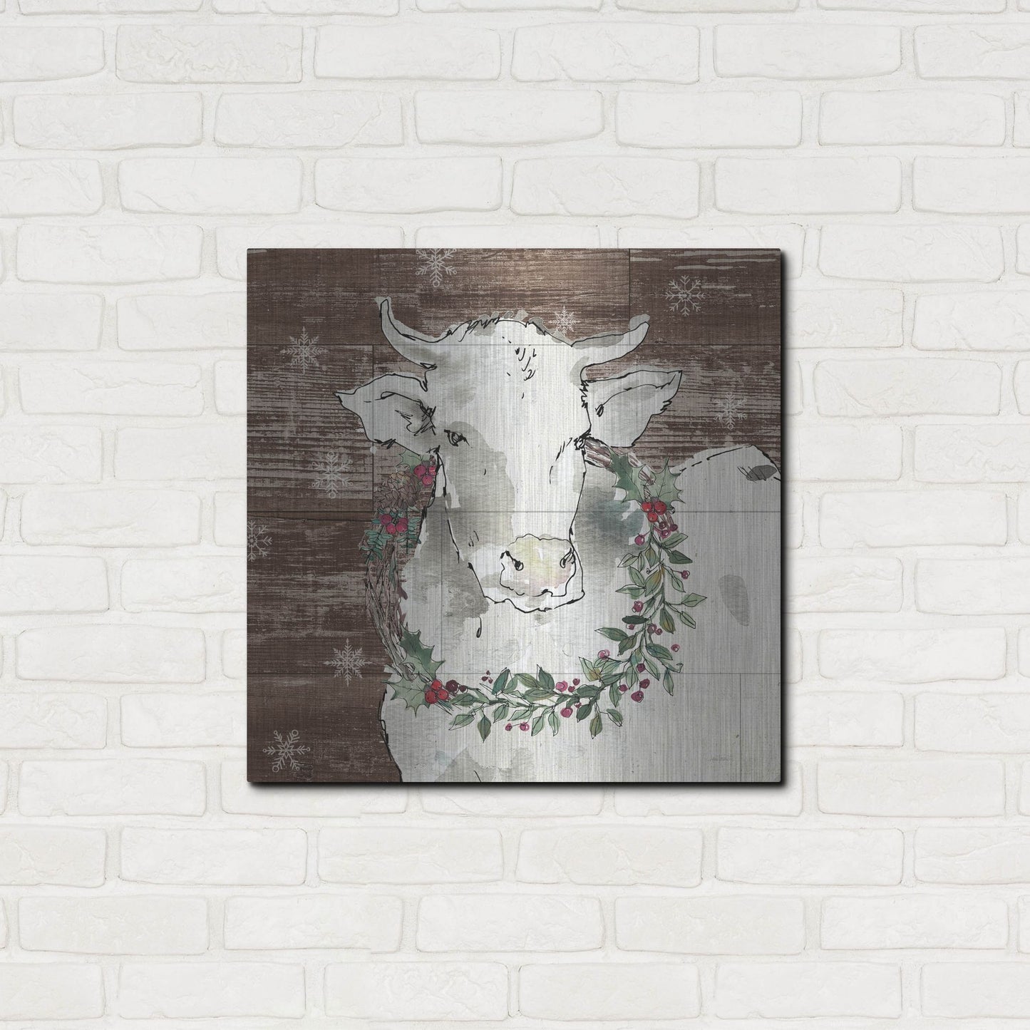 Luxe Metal Art 'Modern Farmhouse XII Walnut' by Anne Tavoletti, Metal Wall Art,24x24