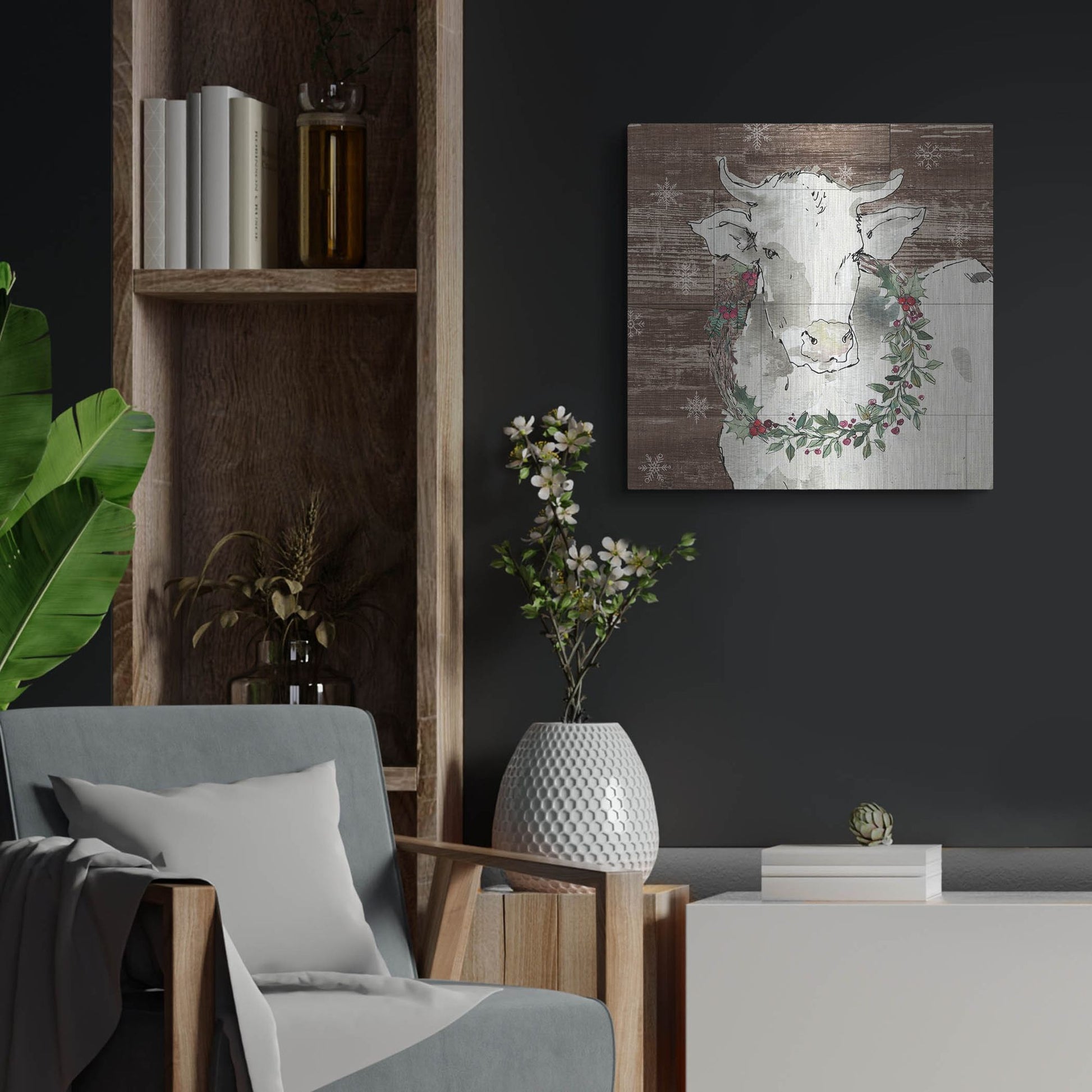 Luxe Metal Art 'Modern Farmhouse XII Walnut' by Anne Tavoletti, Metal Wall Art,24x24