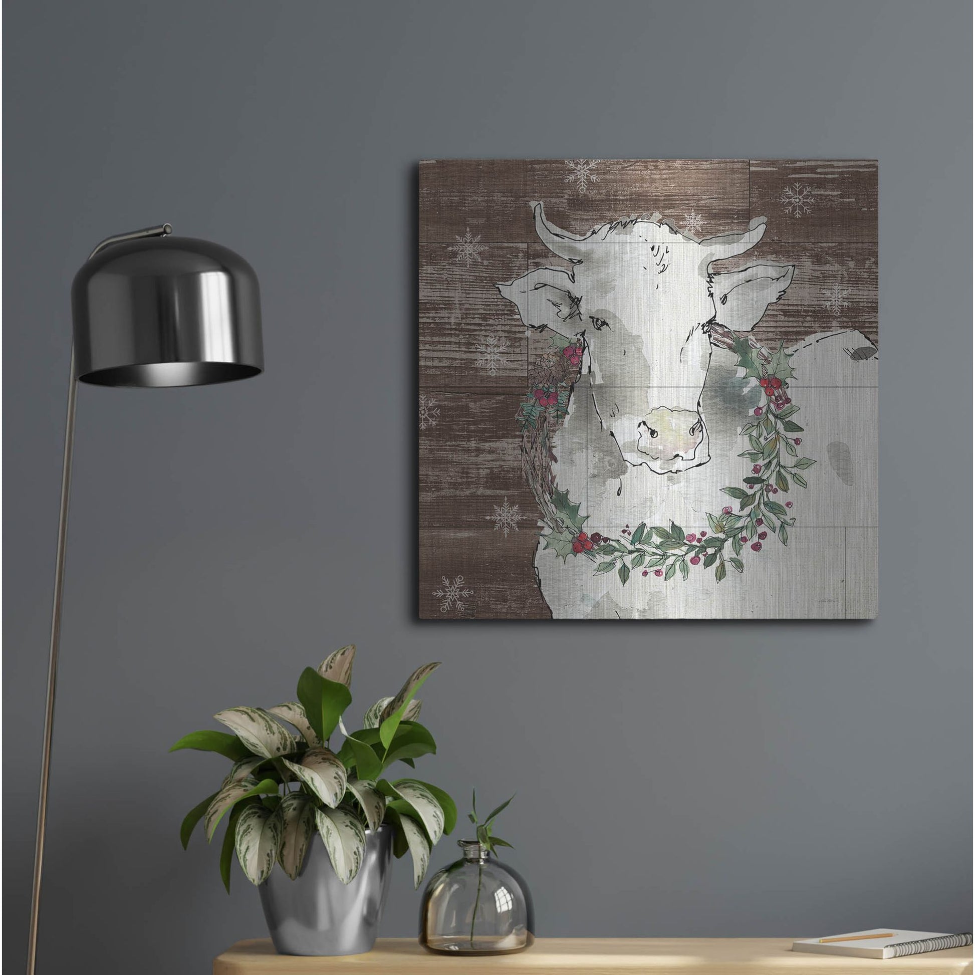 Luxe Metal Art 'Modern Farmhouse XII Walnut' by Anne Tavoletti, Metal Wall Art,24x24