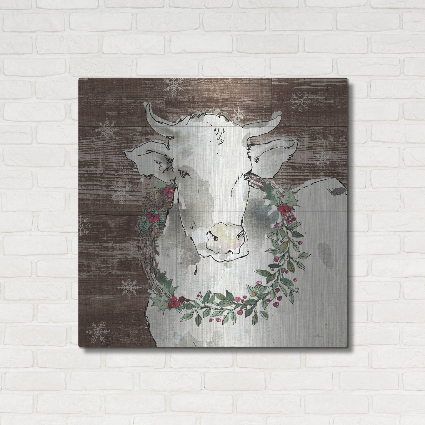 Luxe Metal Art 'Modern Farmhouse XII Walnut' by Anne Tavoletti, Metal Wall Art,36x36