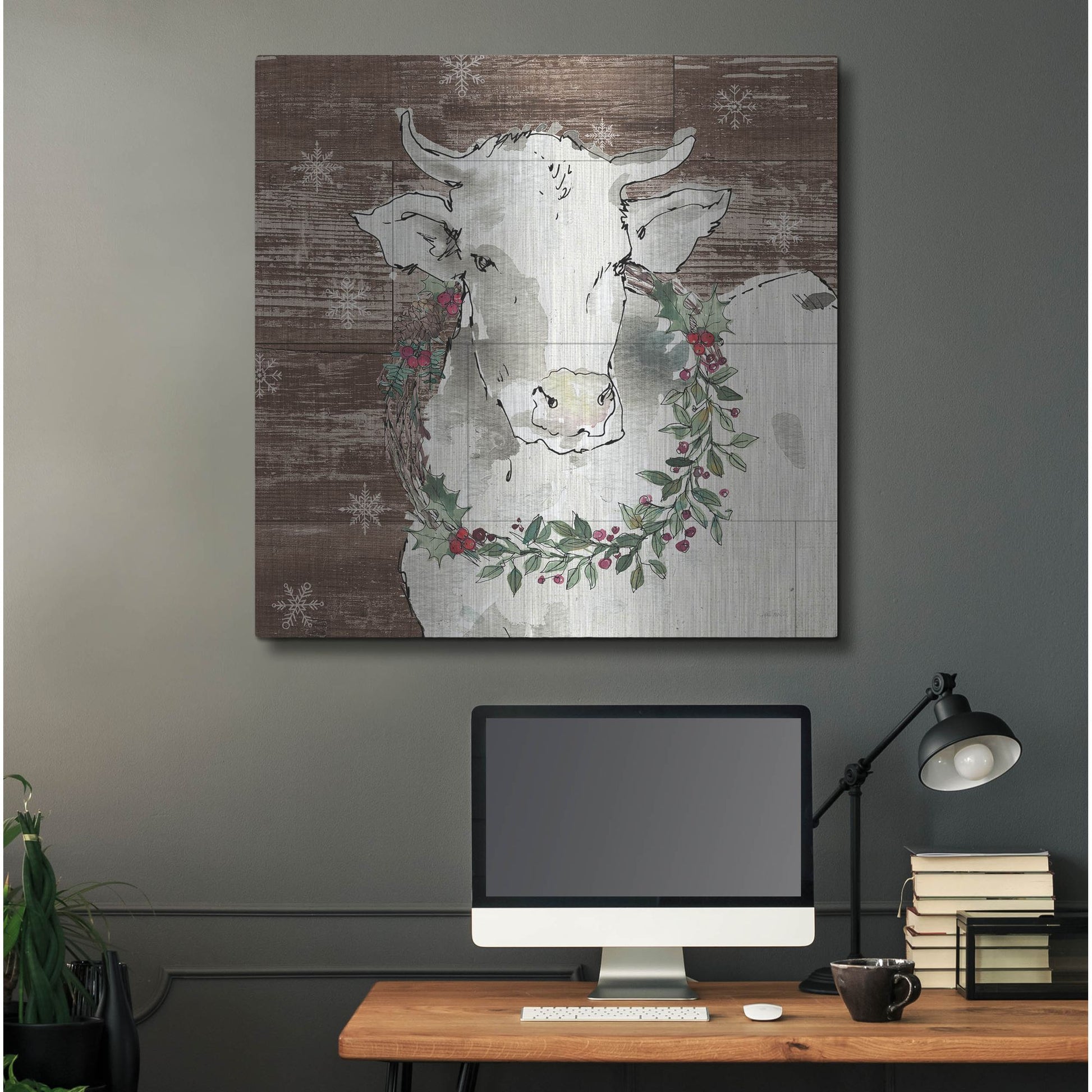 Luxe Metal Art 'Modern Farmhouse XII Walnut' by Anne Tavoletti, Metal Wall Art,36x36