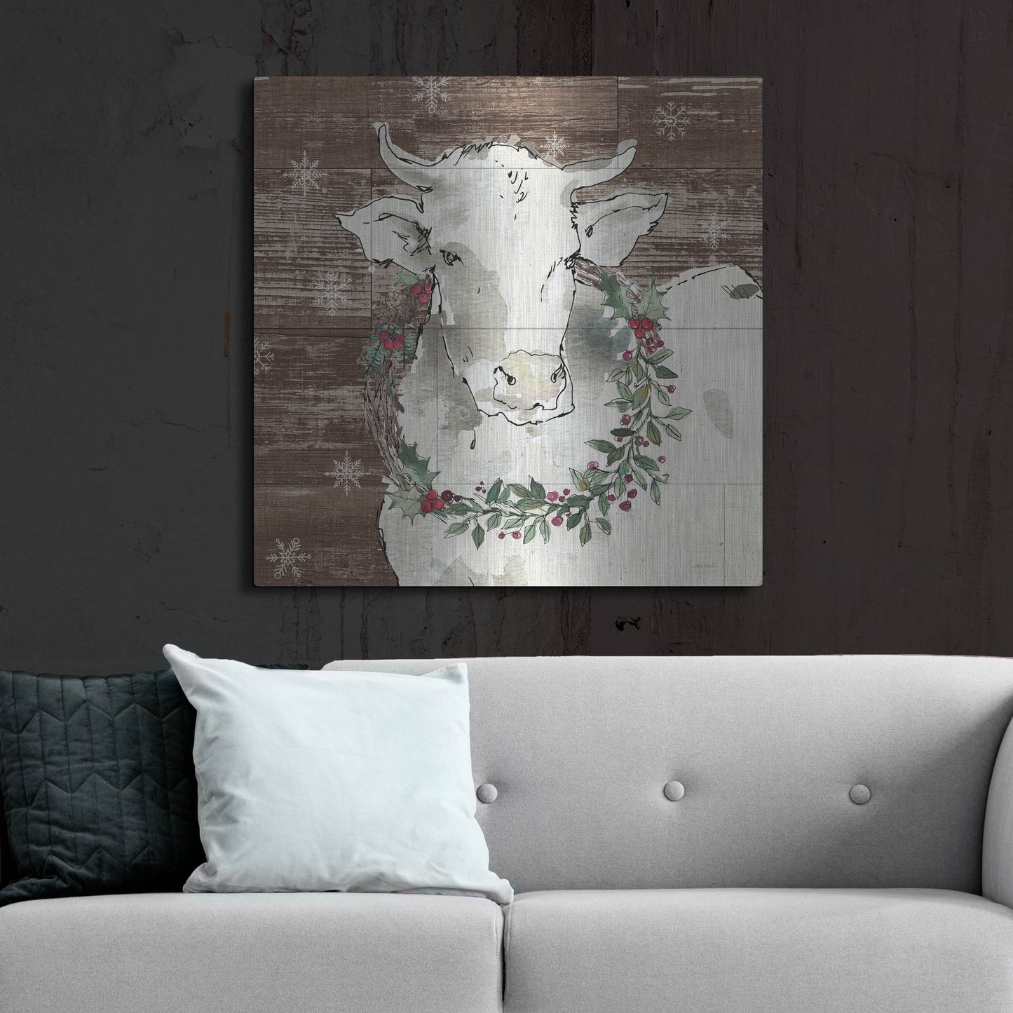 Luxe Metal Art 'Modern Farmhouse XII Walnut' by Anne Tavoletti, Metal Wall Art,36x36
