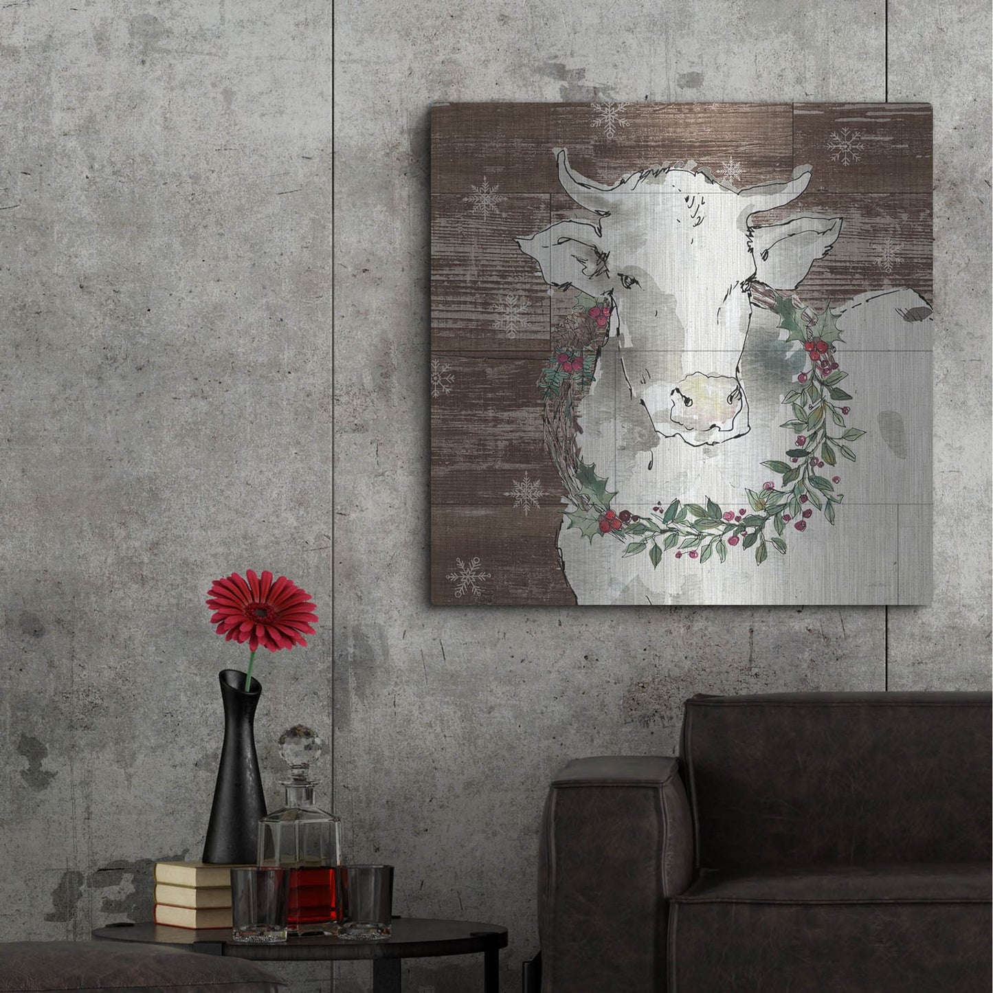 Luxe Metal Art 'Modern Farmhouse XII Walnut' by Anne Tavoletti, Metal Wall Art,36x36