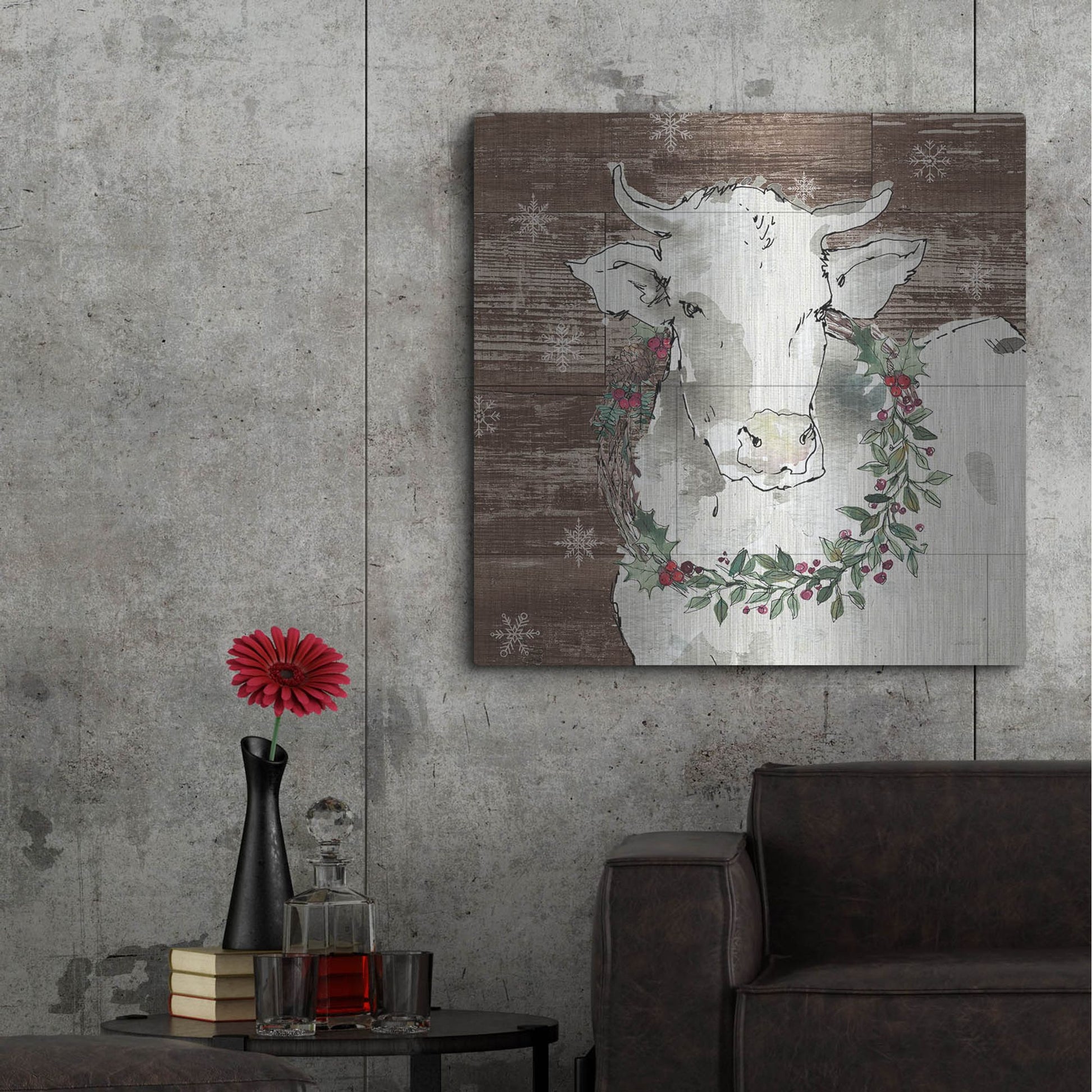 Luxe Metal Art 'Modern Farmhouse XII Walnut' by Anne Tavoletti, Metal Wall Art,36x36