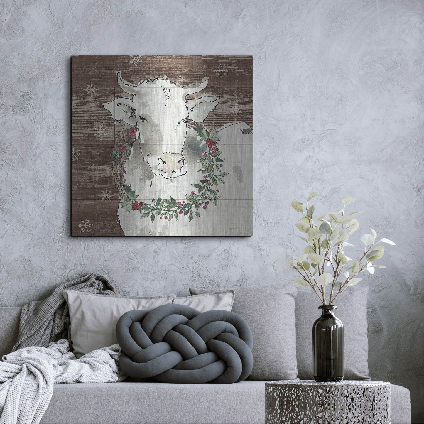 Luxe Metal Art 'Modern Farmhouse XII Walnut' by Anne Tavoletti, Metal Wall Art,36x36