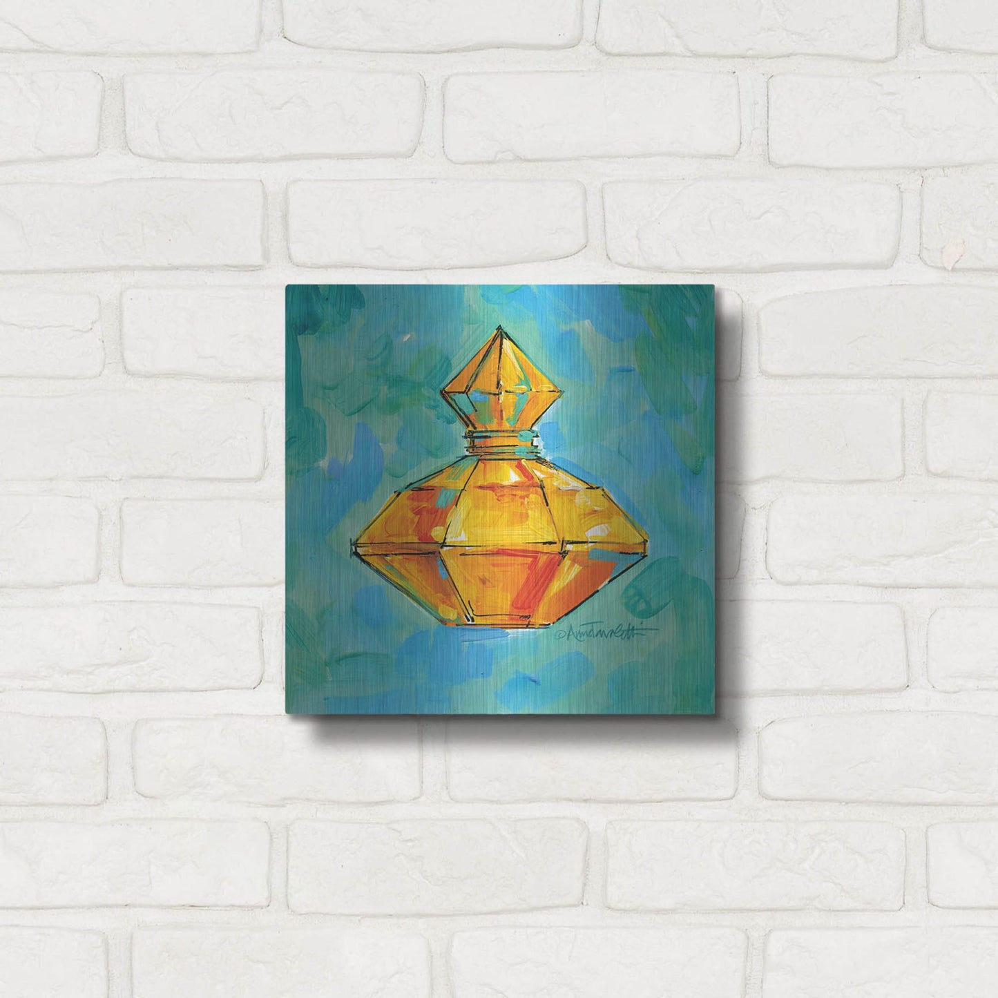 Luxe Metal Art 'Perfume VI' by Anne Tavoletti, Metal Wall Art,12x12