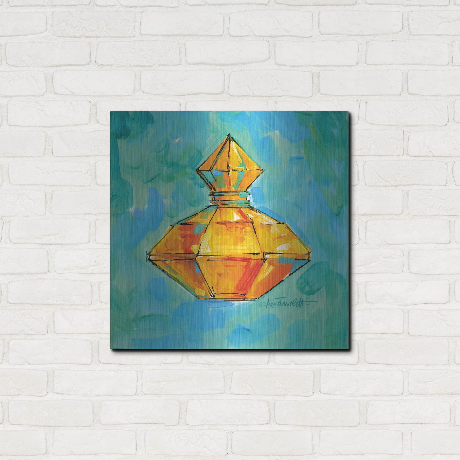 Luxe Metal Art 'Perfume VI' by Anne Tavoletti, Metal Wall Art,24x24