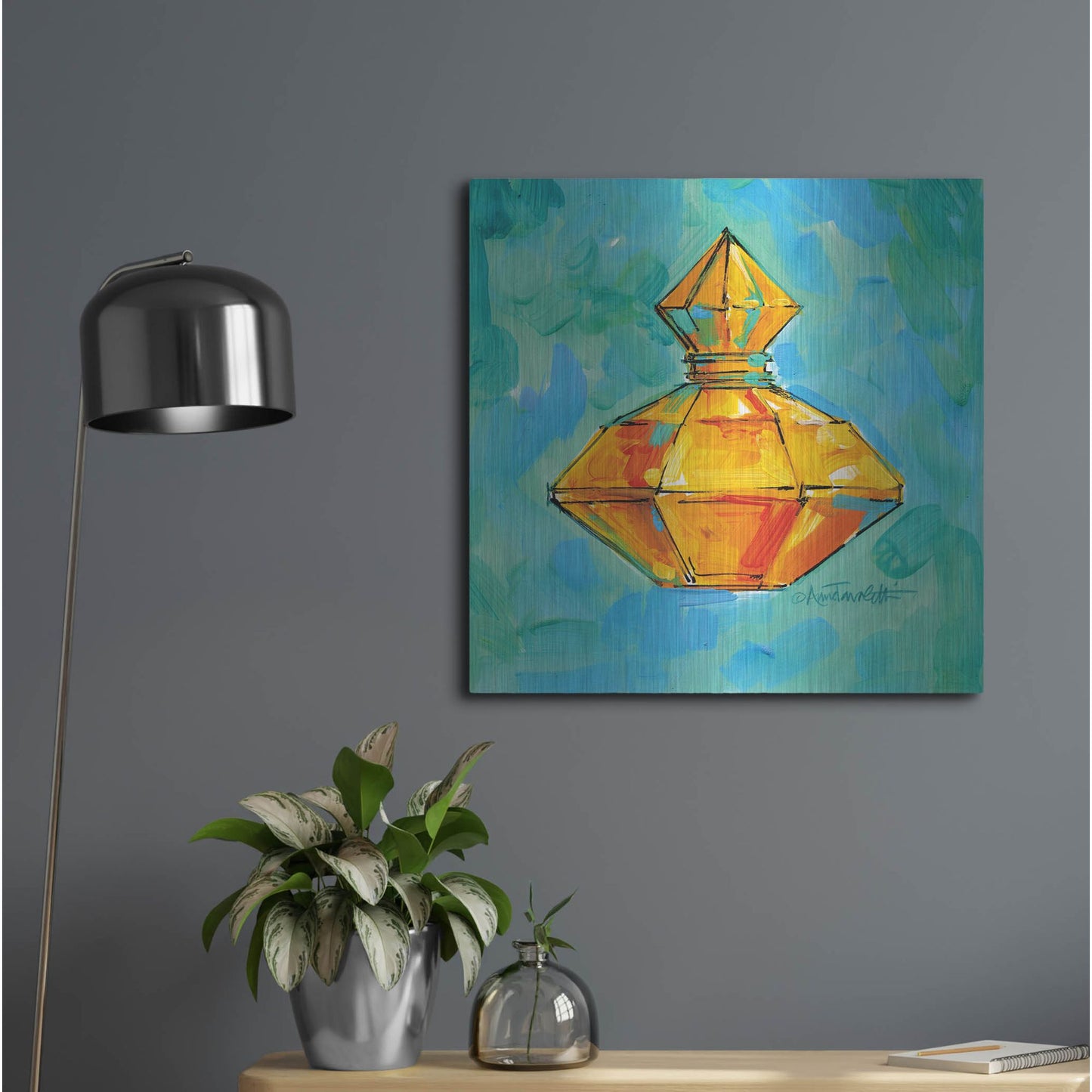 Luxe Metal Art 'Perfume VI' by Anne Tavoletti, Metal Wall Art,24x24