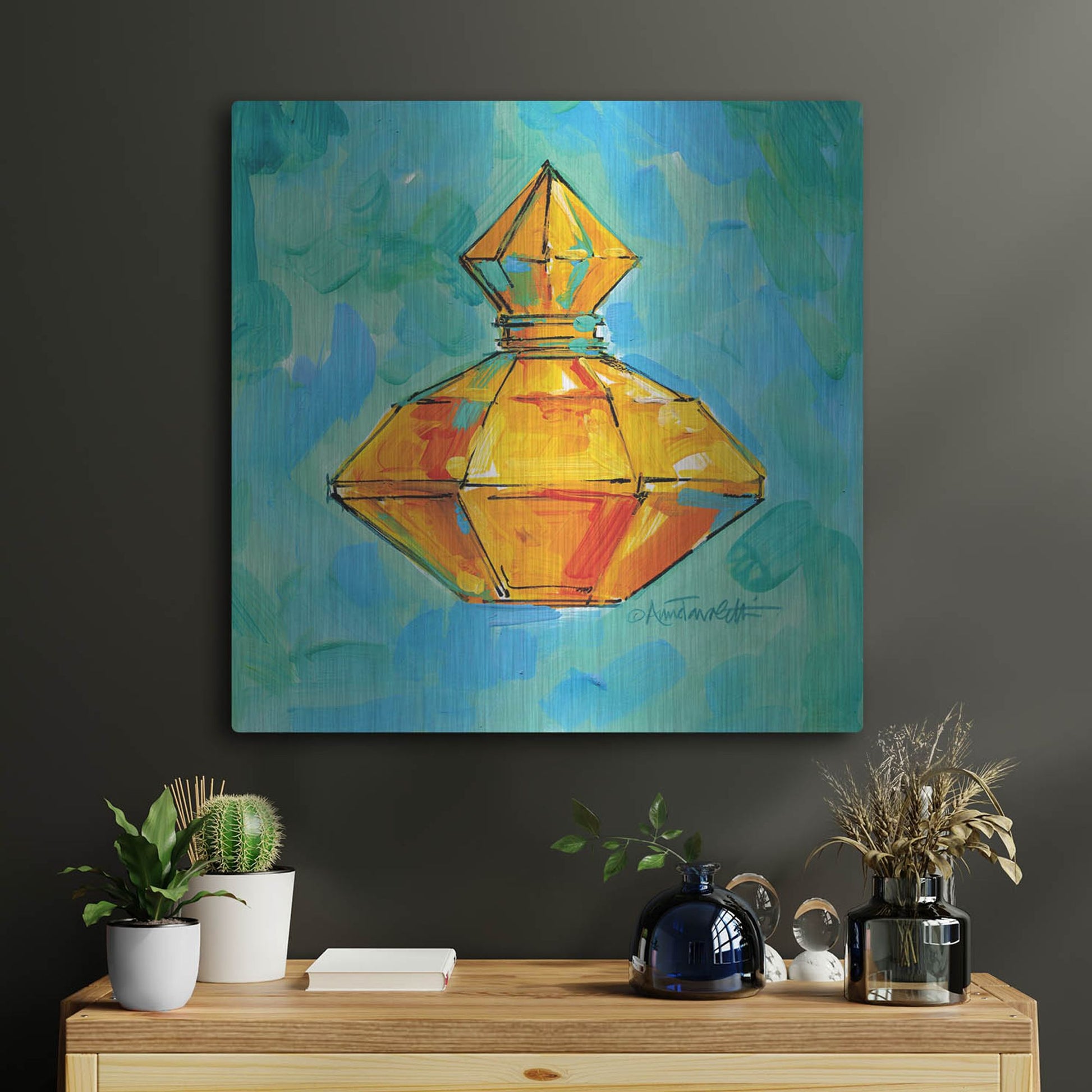 Luxe Metal Art 'Perfume VI' by Anne Tavoletti, Metal Wall Art,24x24