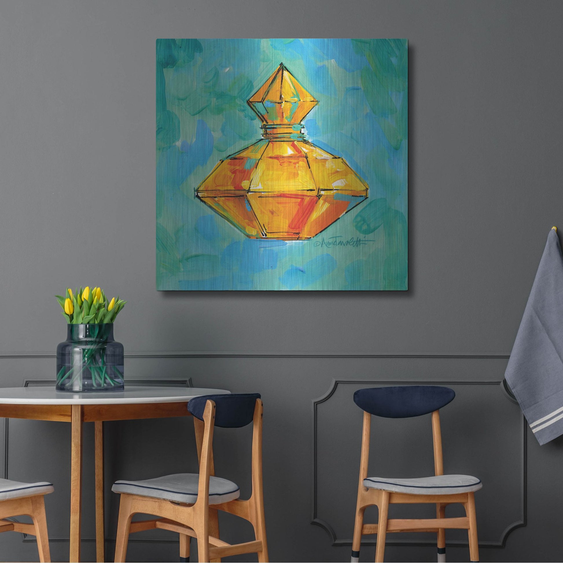Luxe Metal Art 'Perfume VI' by Anne Tavoletti, Metal Wall Art,36x36