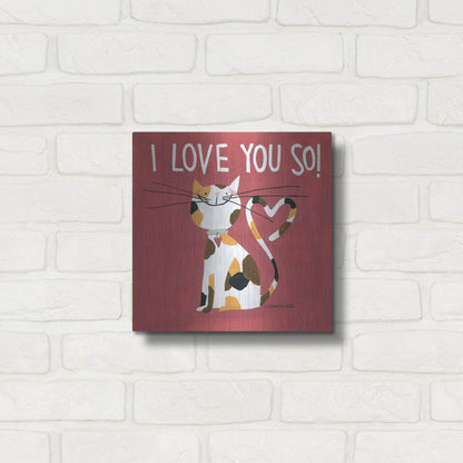 Luxe Metal Art 'Happy Cats I Love You So' by Anne Tavoletti, Metal Wall Art,12x12