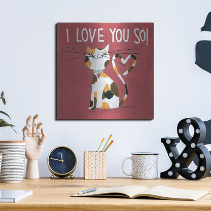 Luxe Metal Art 'Happy Cats I Love You So' by Anne Tavoletti, Metal Wall Art,12x12