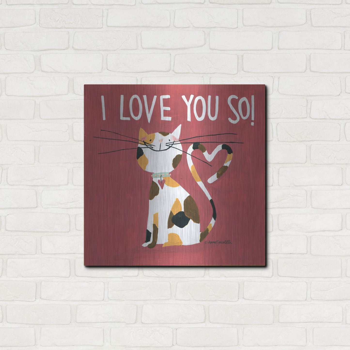 Luxe Metal Art 'Happy Cats I Love You So' by Anne Tavoletti, Metal Wall Art,24x24