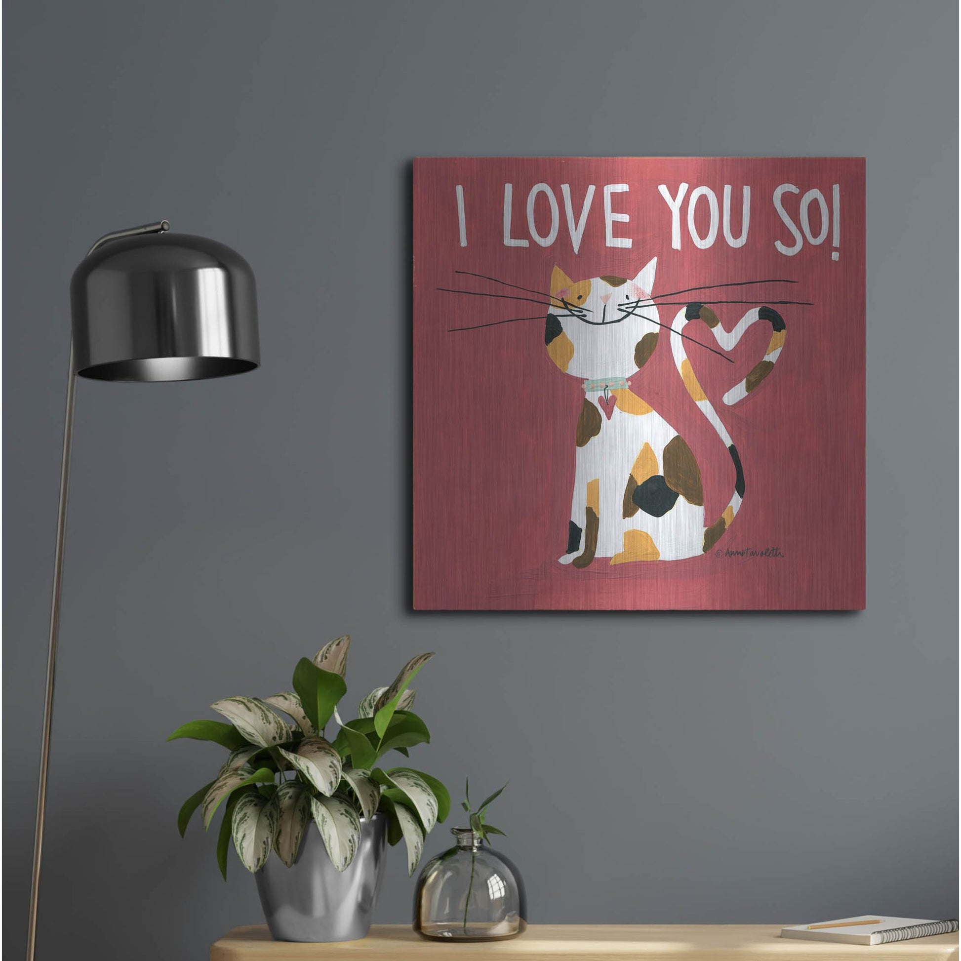 Luxe Metal Art 'Happy Cats I Love You So' by Anne Tavoletti, Metal Wall Art,24x24