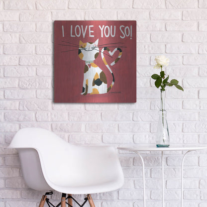 Luxe Metal Art 'Happy Cats I Love You So' by Anne Tavoletti, Metal Wall Art,24x24