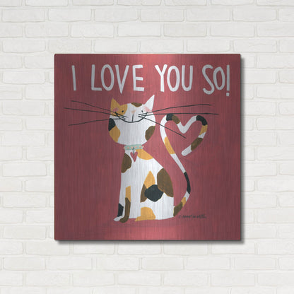 Luxe Metal Art 'Happy Cats I Love You So' by Anne Tavoletti, Metal Wall Art,36x36