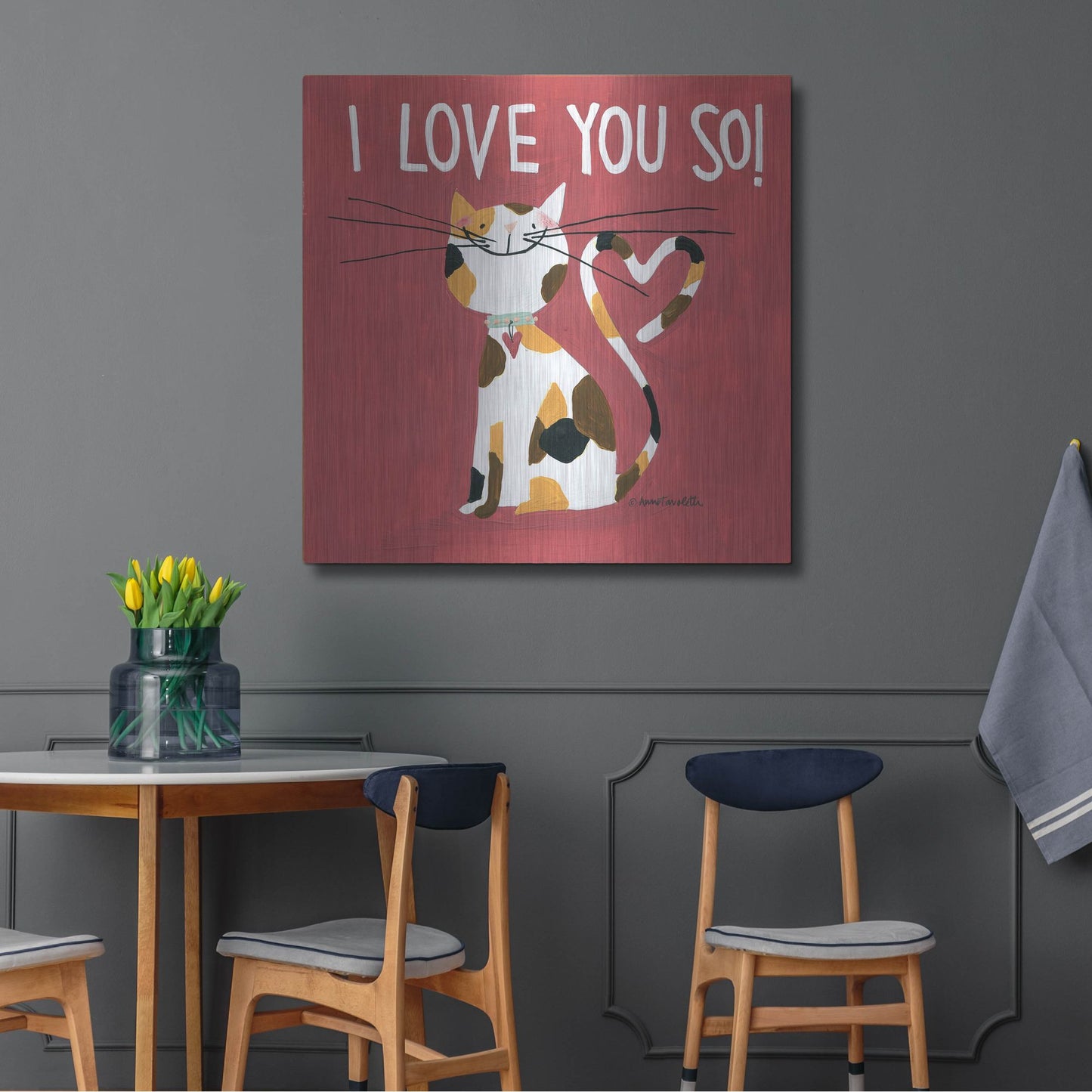 Luxe Metal Art 'Happy Cats I Love You So' by Anne Tavoletti, Metal Wall Art,36x36