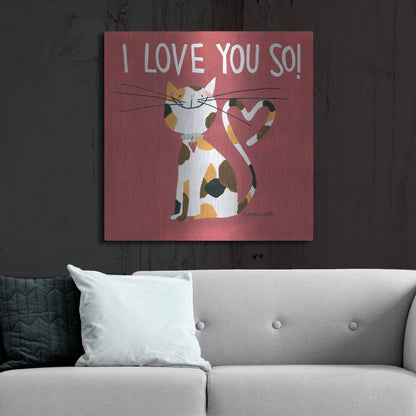 Luxe Metal Art 'Happy Cats I Love You So' by Anne Tavoletti, Metal Wall Art,36x36