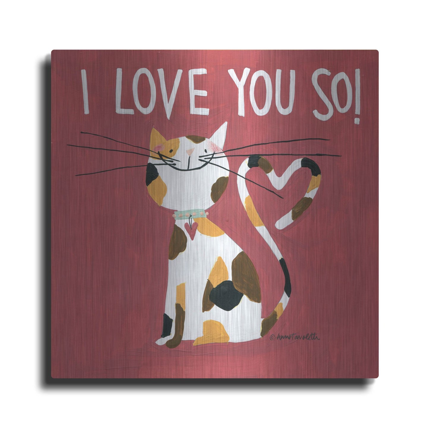 Luxe Metal Art 'Happy Cats I Love You So' by Anne Tavoletti, Metal Wall Art