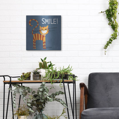 Luxe Metal Art 'Happy Cats Smile' by Anne Tavoletti, Metal Wall Art,12x12