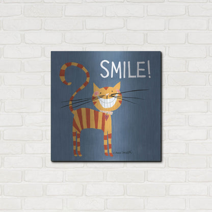 Luxe Metal Art 'Happy Cats Smile' by Anne Tavoletti, Metal Wall Art,24x24