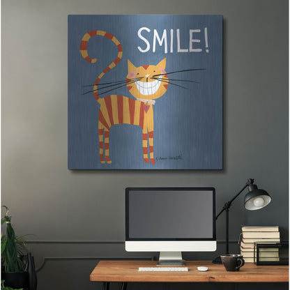 Luxe Metal Art 'Happy Cats Smile' by Anne Tavoletti, Metal Wall Art,36x36