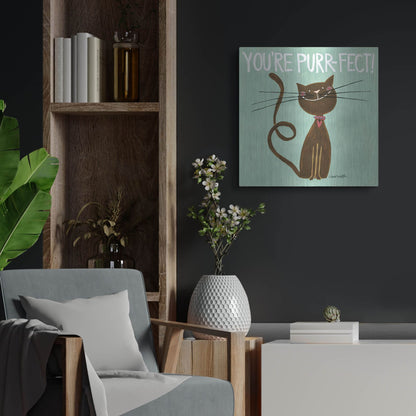 Luxe Metal Art 'Happy Cats Youre Purr-fect' by Anne Tavoletti, Metal Wall Art,24x24
