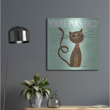Luxe Metal Art 'Happy Cats Youre Purr-fect' by Anne Tavoletti, Metal Wall Art,24x24