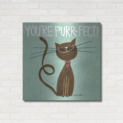 Luxe Metal Art 'Happy Cats Youre Purr-fect' by Anne Tavoletti, Metal Wall Art,36x36