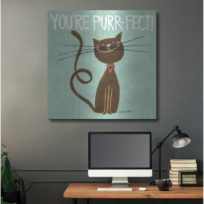 Luxe Metal Art 'Happy Cats Youre Purr-fect' by Anne Tavoletti, Metal Wall Art,36x36