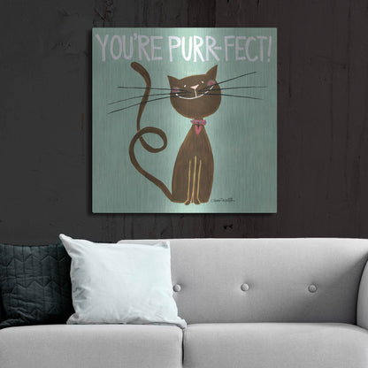 Luxe Metal Art 'Happy Cats Youre Purr-fect' by Anne Tavoletti, Metal Wall Art,36x36