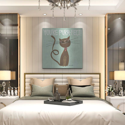 Luxe Metal Art 'Happy Cats Youre Purr-fect' by Anne Tavoletti, Metal Wall Art,36x36
