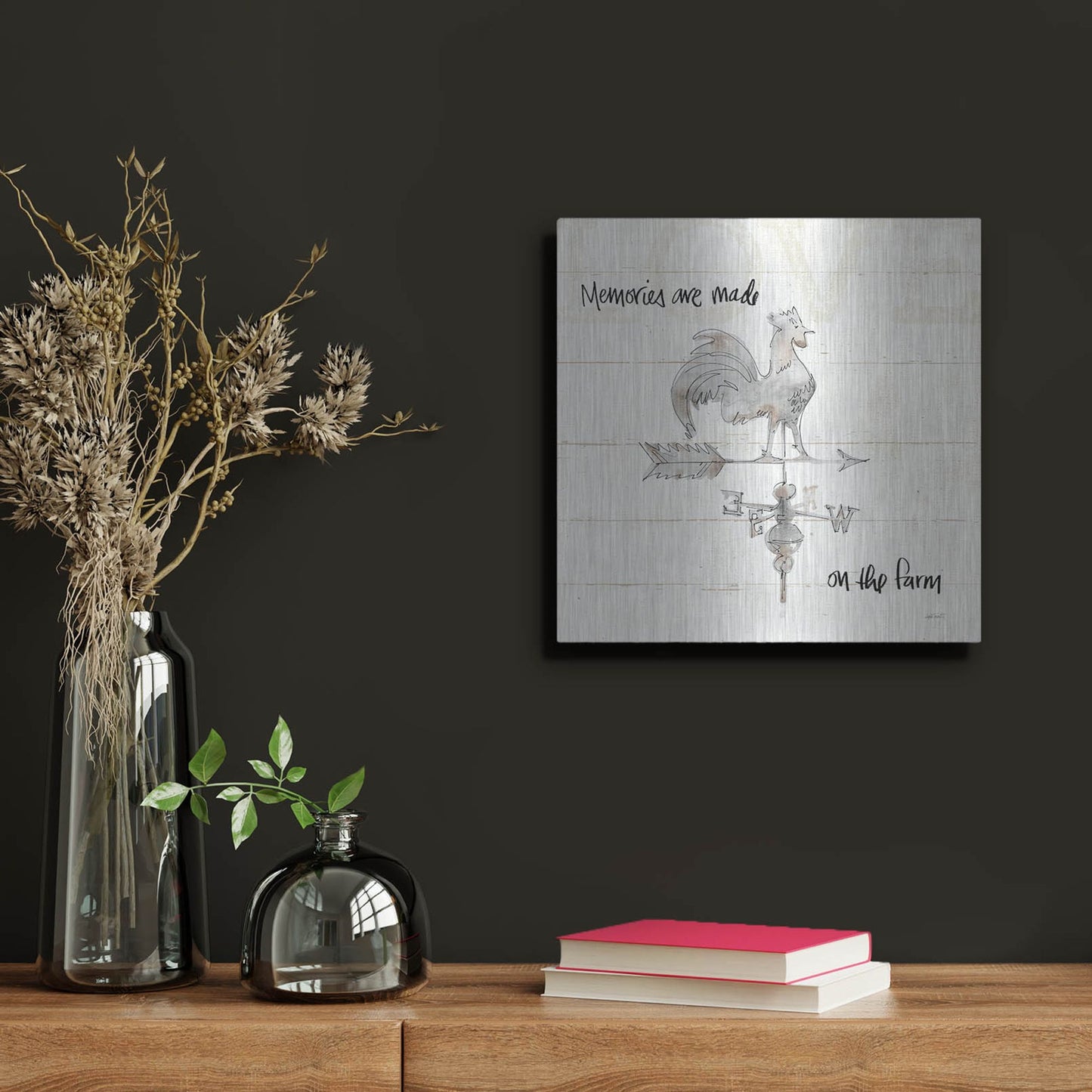 Luxe Metal Art 'Farm Memories V' by Anne Tavoletti, Metal Wall Art,12x12